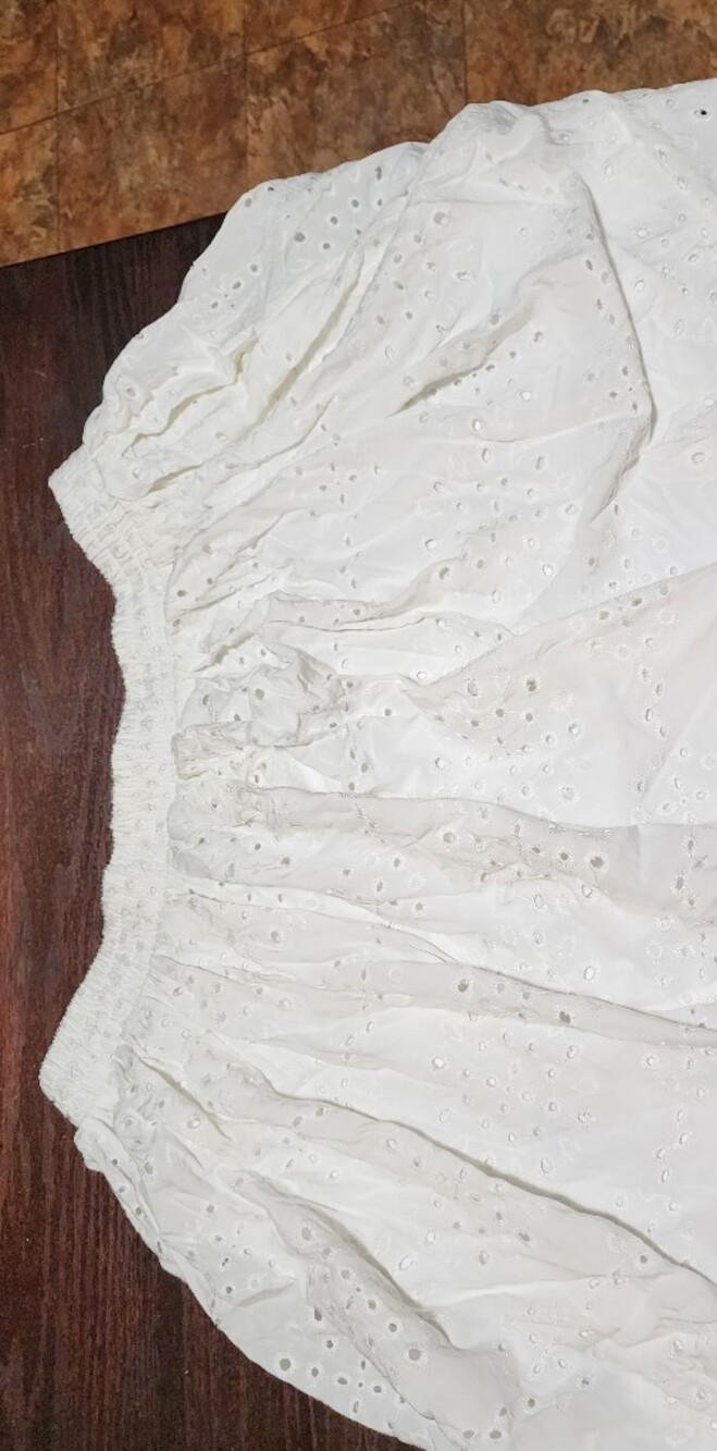 White Eyelet Circle Skirt with Elastic Waist - Women